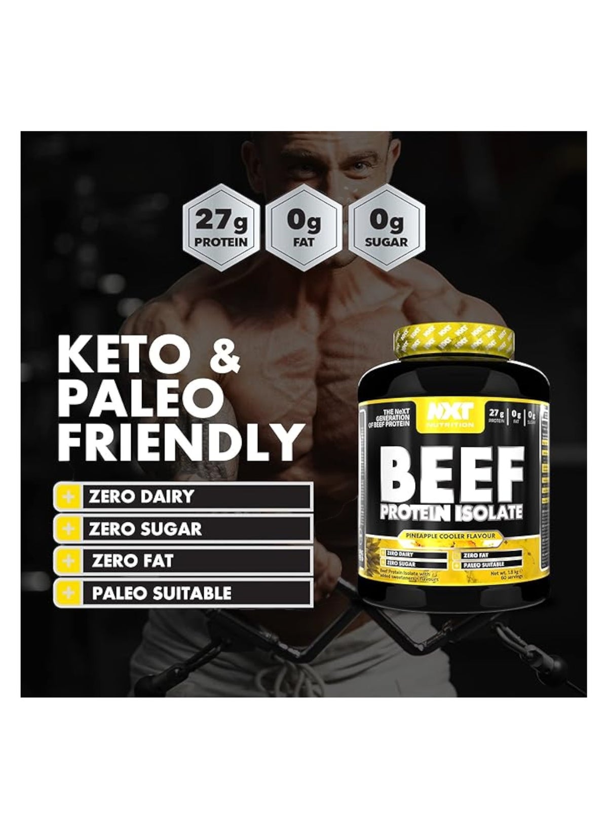 Beef Protein Isolate, Pineapple Cooler Flavour, 1.8Kg, 60 Servings