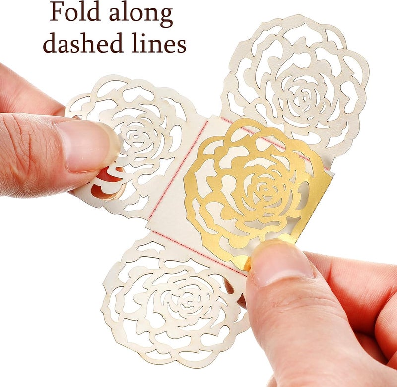 100pcs Hollow Rose Edge Chocolate Paper Wrappers Candy Cups Truffle Liners for Wedding Party Dessert Bar Decoration White and Reflective Gold - Image 4