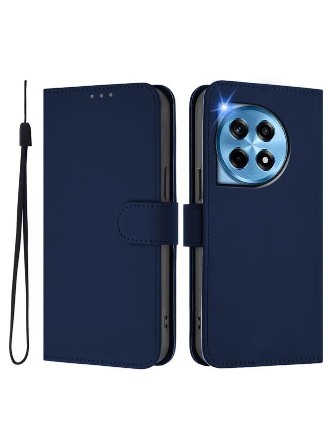 اس-توب جراب لهاتف OnePlus 12 5G Global Skin Feel جراب هاتف من الجلد بلون سادة مع حبل - Image 2