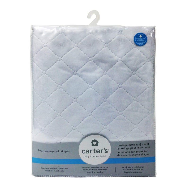 carter's Carters Waterproof Fitted Quilted Crib and Toddler Protective Mattress Pad Cover, White - Image 4