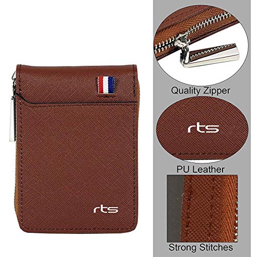 rts New Imported RFID Protected 9 Slot Men's Wallets Genuine PU Leather Credit Debit ATM Business Card Holder Protector with Zipper Case Money Coin Purse for Men, Women, Festive Gifting Valentines - Image 4