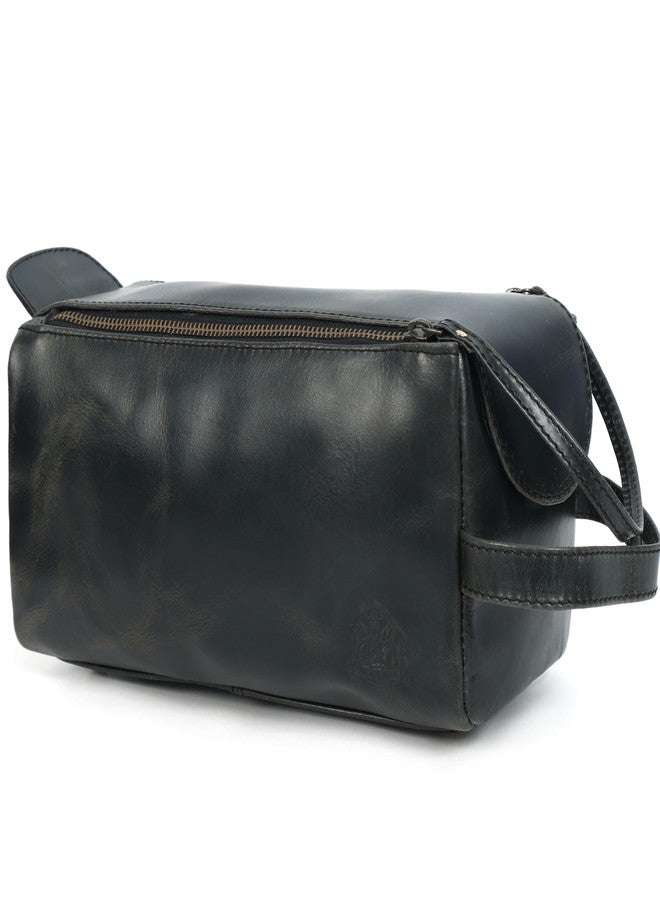 LEATHER TOWN Leather Toiletry Bag for Men, Travel Duffels Essentials Shaving Dopp Kit, Mens Travel Bag Toiletries Organizer Case for Grooming, Made from 100% Real Leather (Black) - Image 2