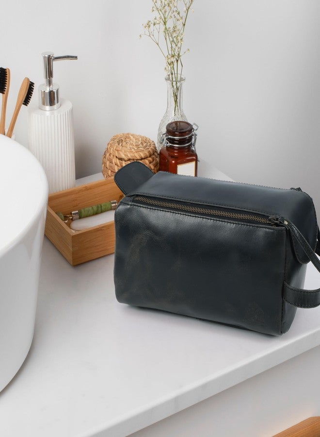 LEATHER TOWN Leather Toiletry Bag for Men, Travel Duffels Essentials Shaving Dopp Kit, Mens Travel Bag Toiletries Organizer Case for Grooming, Made from 100% Real Leather (Black) - Image 5