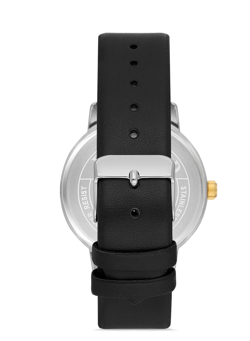 Omax Men's Black Luxury Wrist Watch, Watches for Men, Stainless Watches, Leather Band, White Analog Dial, Waterproof Watch, 1 Year Warranty - Image 3