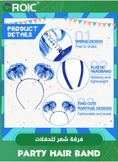 GROIC 6 Pieces Tinsel Wrapped Ponytails Headbands Headwear Feathers Head Bopper for Women Girls Hair Costume Party Dress-up Accessories (Blue)  - Image 3