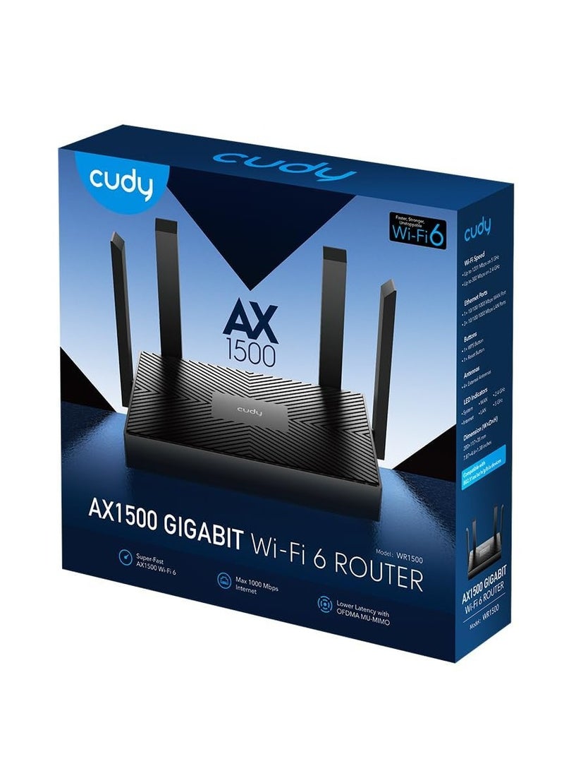cudy Device Router AX1500 Wi-Fi 6 Wireless Dual-Band with Gigabit Ethernet – Black - Image 1