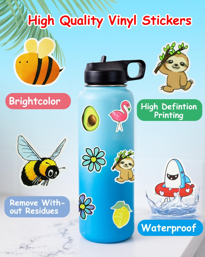 Eoaod 200Pcs Water Bottle Stickers for Kids, Cute Stickers for Water Bottles, Vinyl Waterproof Stickers Aesthetic Laptop Sticker Pack Classroom Prizes Skateboard Stickers for Kids Teens Girls Students - Image 3