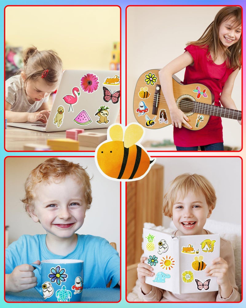 Eoaod 200Pcs Water Bottle Stickers for Kids, Cute Stickers for Water Bottles, Vinyl Waterproof Stickers Aesthetic Laptop Sticker Pack Classroom Prizes Skateboard Stickers for Kids Teens Girls Students - Image 2