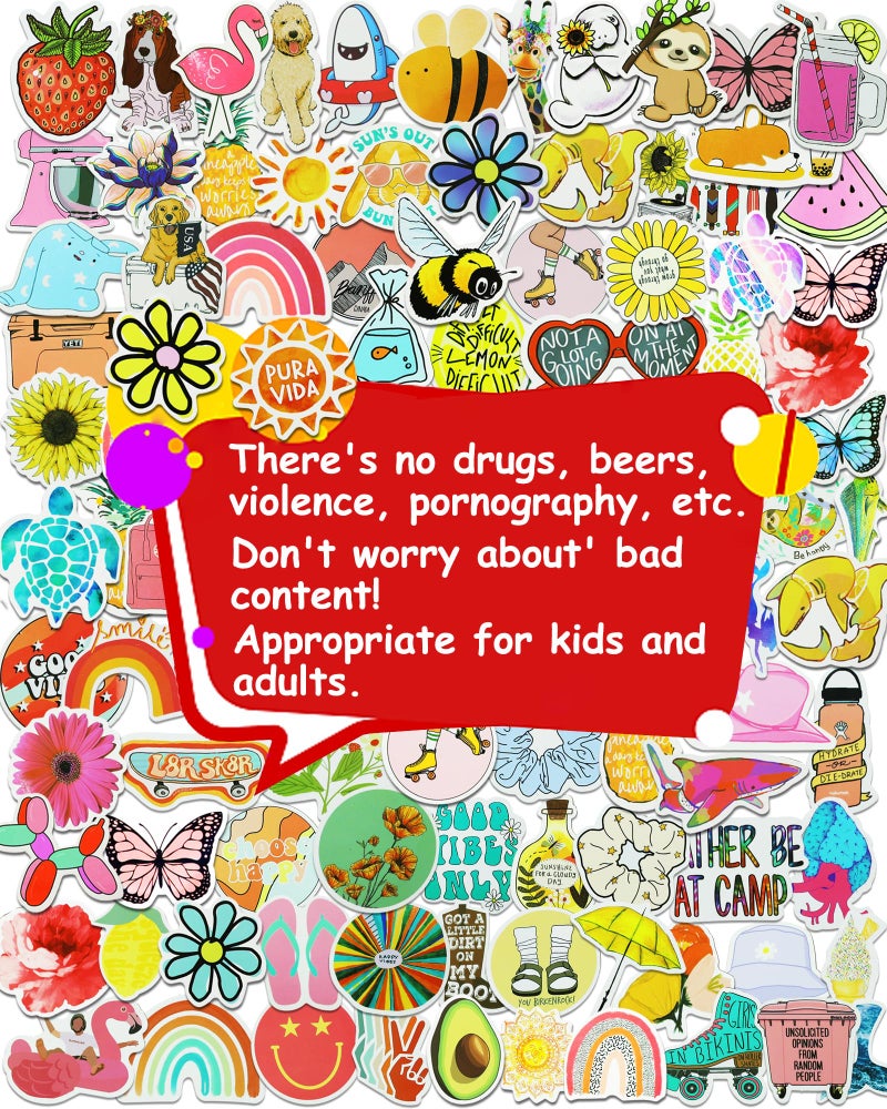 Eoaod 200Pcs Water Bottle Stickers for Kids, Cute Stickers for Water Bottles, Vinyl Waterproof Stickers Aesthetic Laptop Sticker Pack Classroom Prizes Skateboard Stickers for Kids Teens Girls Students - Image 4