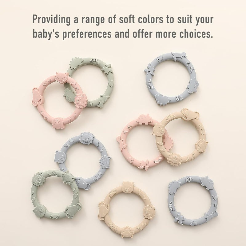 YIVEKO Silicone Teethers for Babies 06 612 Months Teething Toys for Infants Baby Chew Toys for Sucking Needs Baby Teething Rings for Infant Boys and Girls 3 PackDinosaurBlue - Image 4