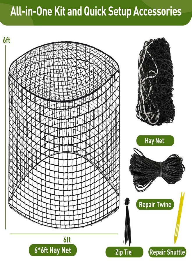 Fahnemt Round Bale Hay Net for Horses, Durable Knotless Nylon Slow Feeder, 6x6 ft, Reduces Hay Waste, Ideal for Outdoor Use, Promotes Healthy Digestion (6 * 6Ft) - Image 4