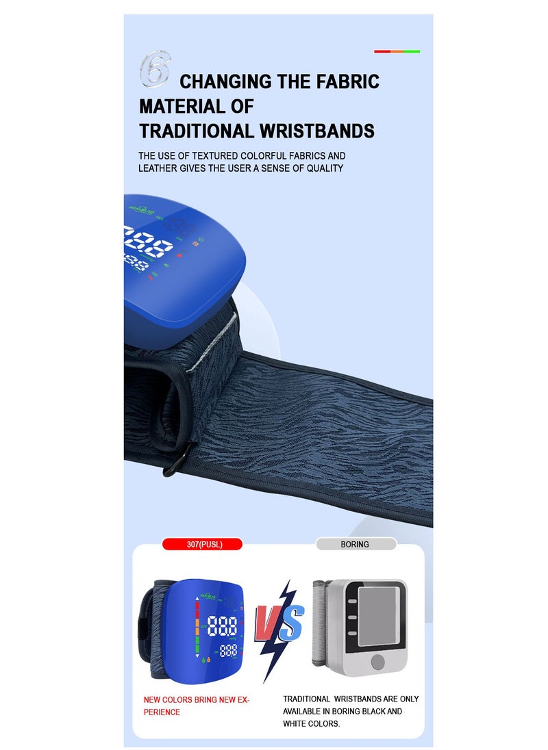 REALBLAD - Blood Pressure Monitor with Arabic Broadcast, Rechargeable 2x99 Readings Memory Wrist BP Monitor, with LED Large Display (BLUE) - Image 1