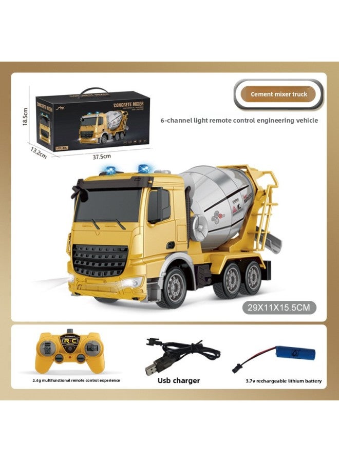 Remote Control Car Toy Lights Sound Effects For Kids-Color:QH2801-1D European-style Six-way Cement Mixer-Proportion:Package Three: 1 Lithium Battery 1 Charging Line 1 Remote Control Battery - Image 1