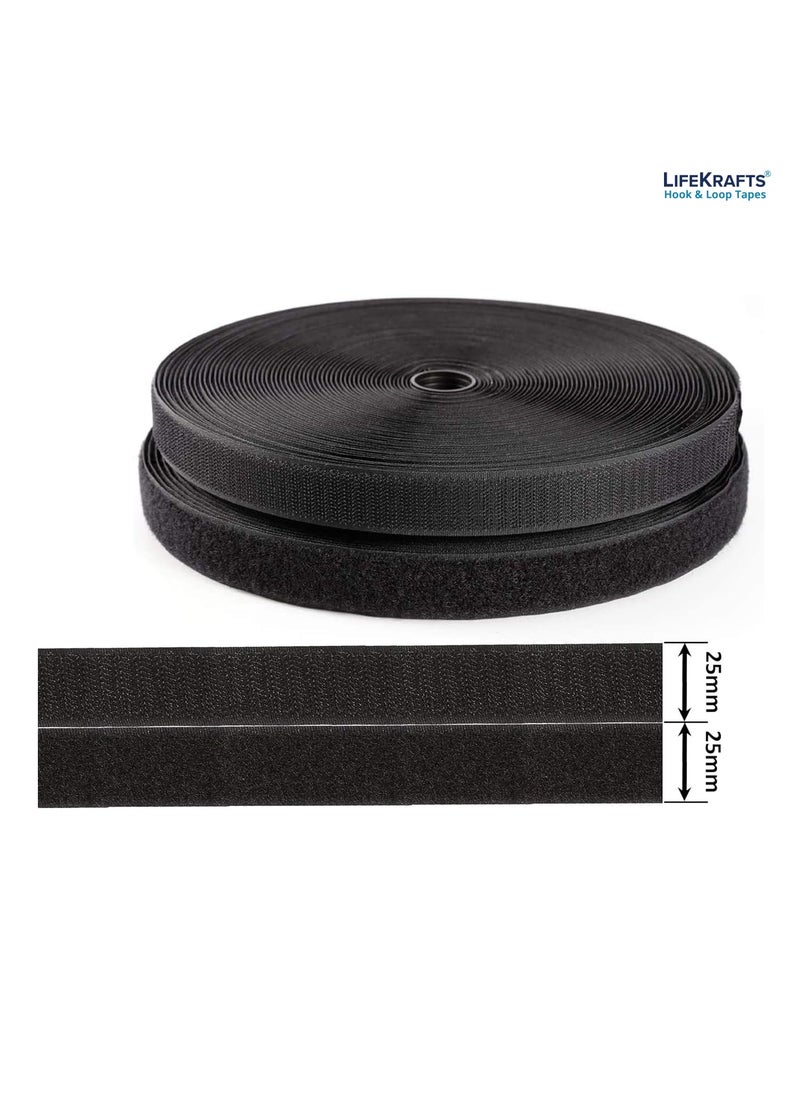 Lifekrafts Lifekrafts Non Adhesive Hook & Loop Tape | (10M*25mm , Black Color)  - Image 2