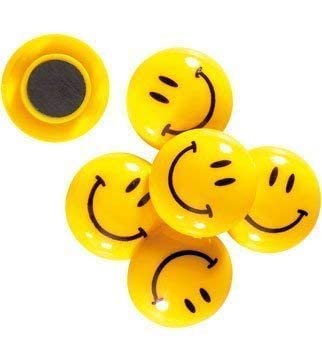 Kunya® Colorful Clear Refrigerator Magnets Round Notice Board Pinup Magnet for Whiteboard, Refrigerator, Map and Calendar, (Yellow-Smiley Magnet) - Image 5