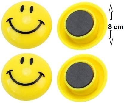 Kunya® Colorful Clear Refrigerator Magnets Round Notice Board Pinup Magnet for Whiteboard, Refrigerator, Map and Calendar, (Yellow-Smiley Magnet) - Image 3