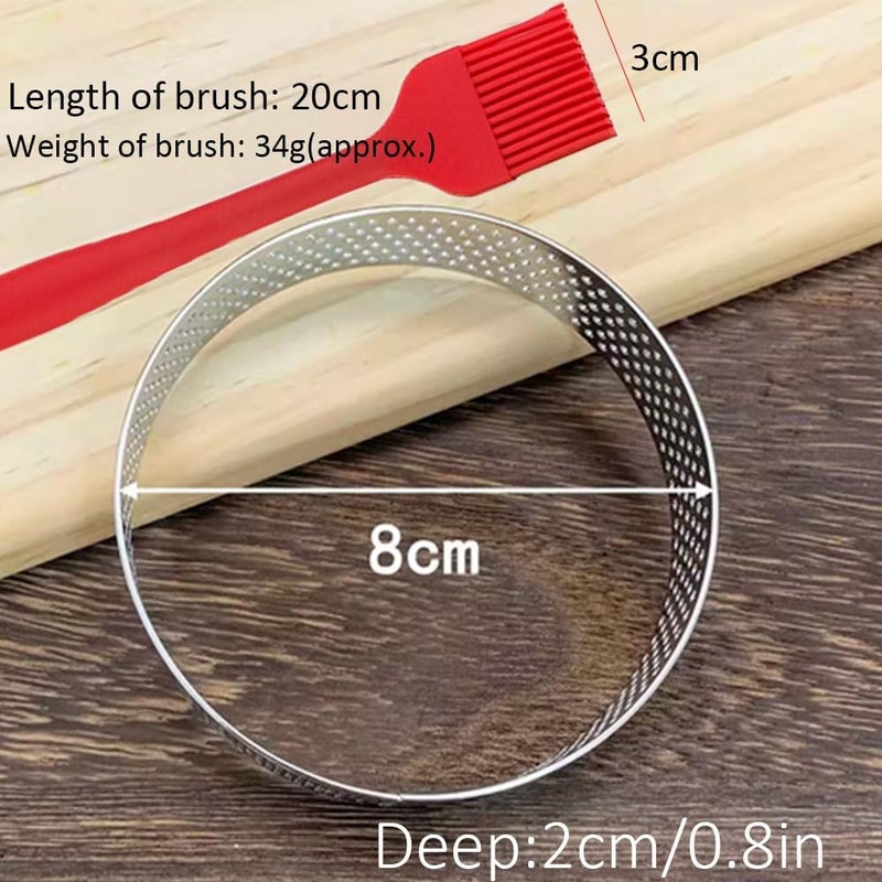 DATANYA 12Pack Tart Rings 3.15 Inch Perforated Tart Ring Stainless Steel, Round Mousse Cake Ring Metal Pastry Mold for Baking Cooking Pastries, small fruit tartet crust 8cm - Image 2