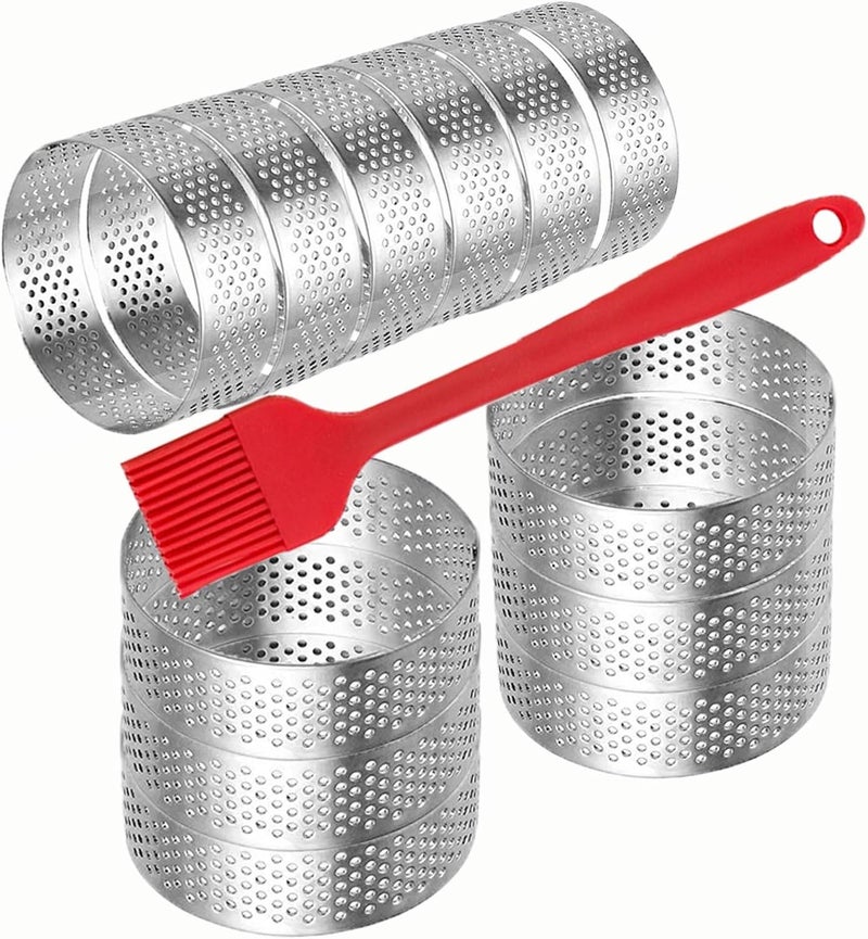 DATANYA 12Pack Tart Rings 3.15 Inch Perforated Tart Ring Stainless Steel, Round Mousse Cake Ring Metal Pastry Mold for Baking Cooking Pastries, small fruit tartet crust 8cm - Image 1