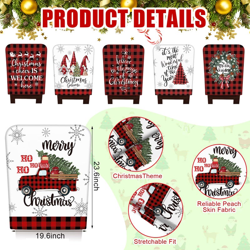 FuWeave 6 Pcs Christmas Chair Covers Red Black Buffalo Plaid Chair Back Covers Xmas Chair Protector Slipcovers Washable Winter Dining Room Seat Covers for Home Hotel Kitchen Decorations - Image 3