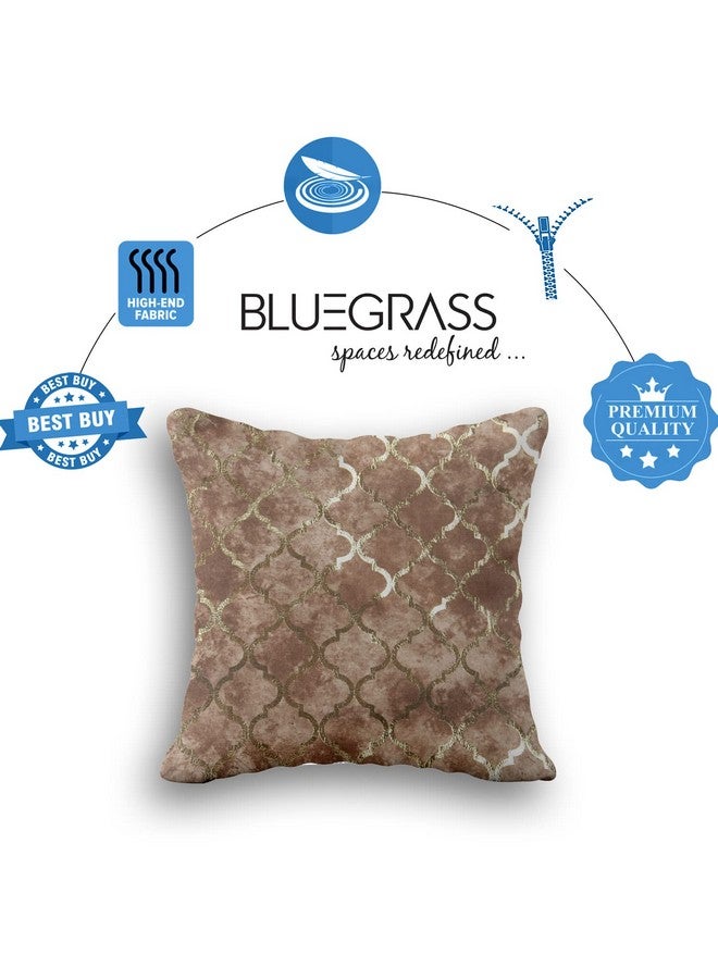 BLUE GRASS Digital HD Foil Print Velvet 200 TC Cushion Cover - Set Of 5 || Fawn || Size: 16X16 Inches. - Image 5