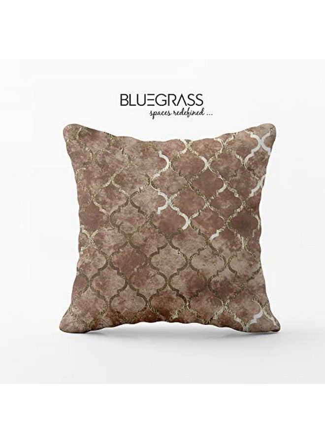 BLUE GRASS Digital HD Foil Print Velvet 200 TC Cushion Cover - Set Of 5 || Fawn || Size: 16X16 Inches. - Image 4