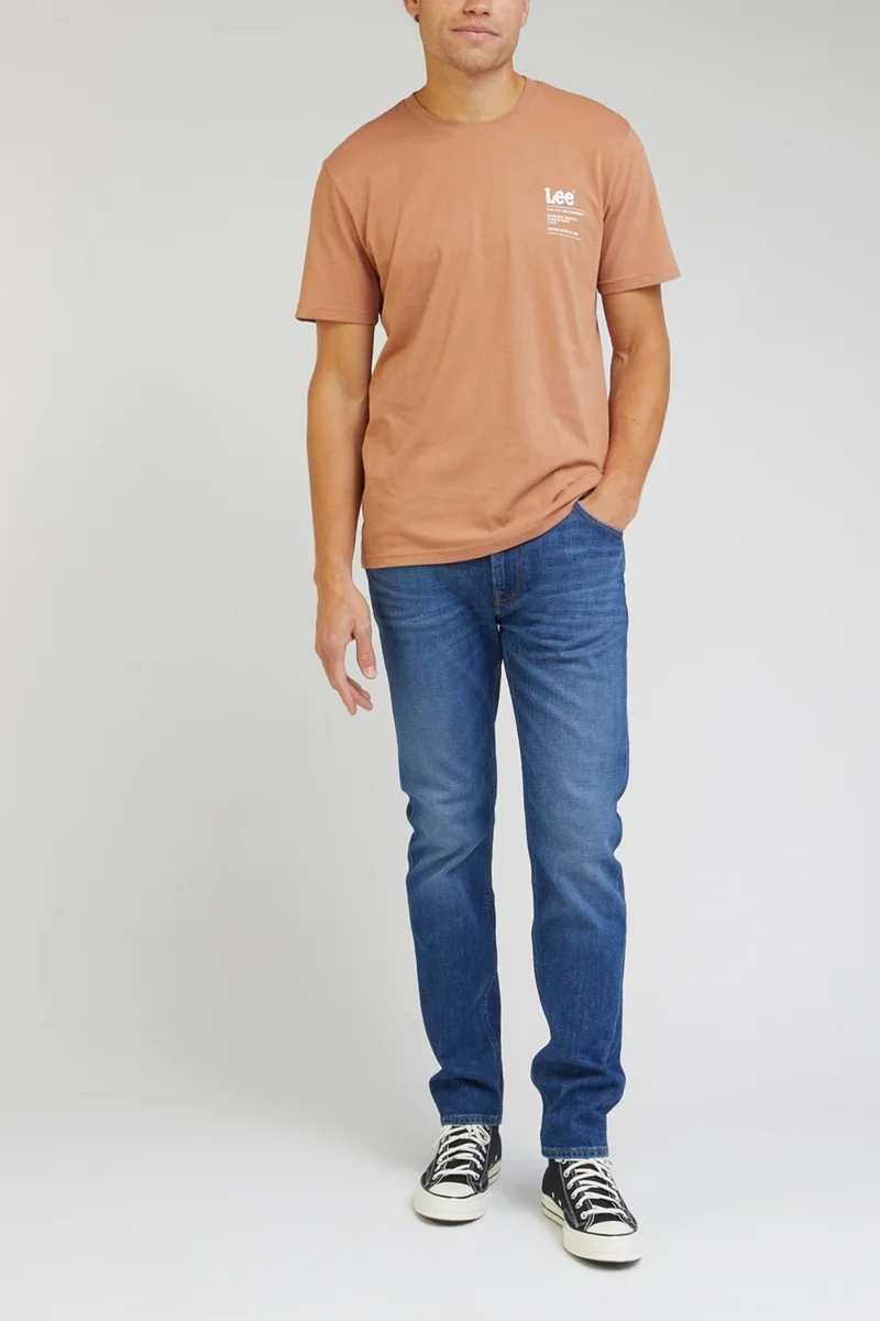 لي Regular Fit Normal Cut Cotton Crew Neck Orange T-Shirt