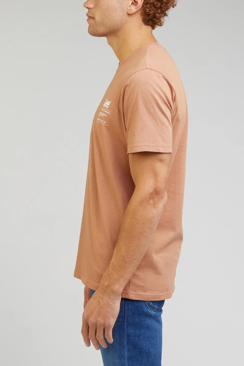 لي Regular Fit Normal Cut Cotton Crew Neck Orange T-Shirt