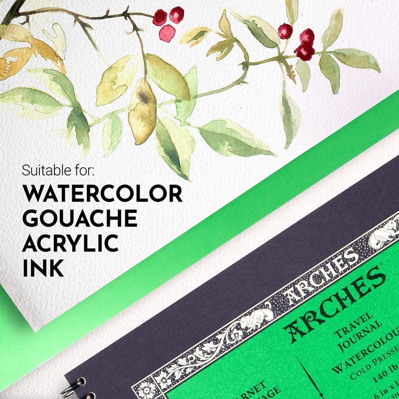 Arches Watercolor Travel Journal 6x10-inch Natural White 100% Cotton Paper - 15 Sheets of Arches Watercolor Paper 140 lb Cold Press - Arches Watercolor Journal for Gouache Ink Acrylic and More - Image 3
