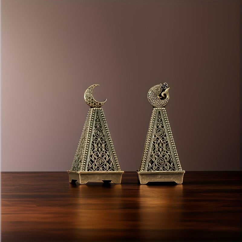 2Pcs Zinc Alloy Desktop Ornament Metal Diffuser with Moon and Carp Design - Image 1