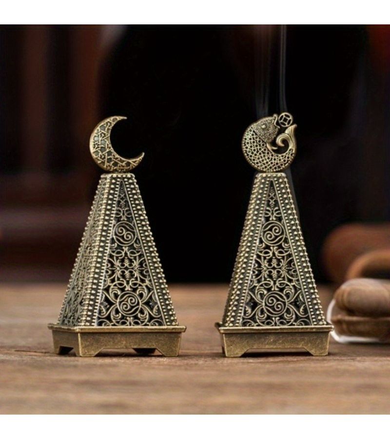 2Pcs Zinc Alloy Desktop Ornament Metal Diffuser with Moon and Carp Design - Image 5