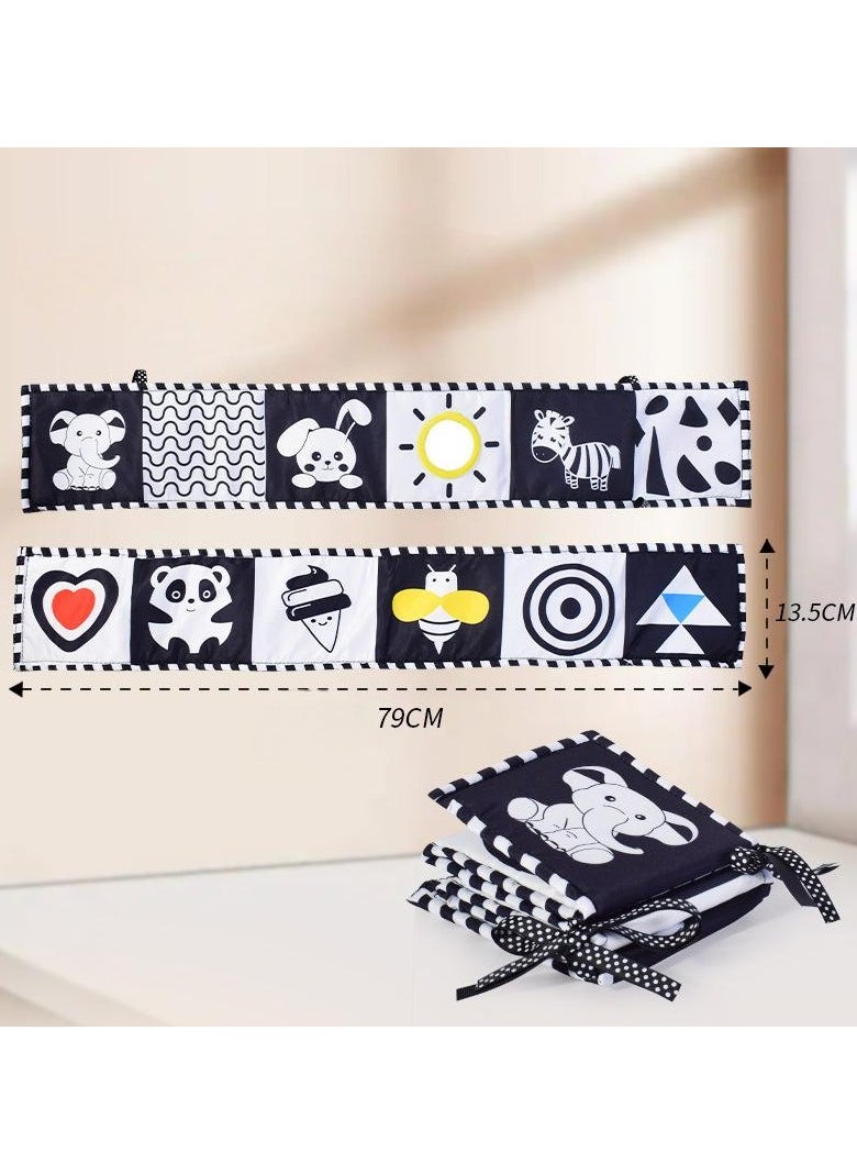 Generic - Black and White High Contrast Toys for Baby 0-3 3-6 Months Infant Tummy Time Soft Book Sensory Musical Toy 0-2-4-6 Month Babies Brain Development Montessori Crinkle Book Mirror Newborn Shower Gifts - Image 1
