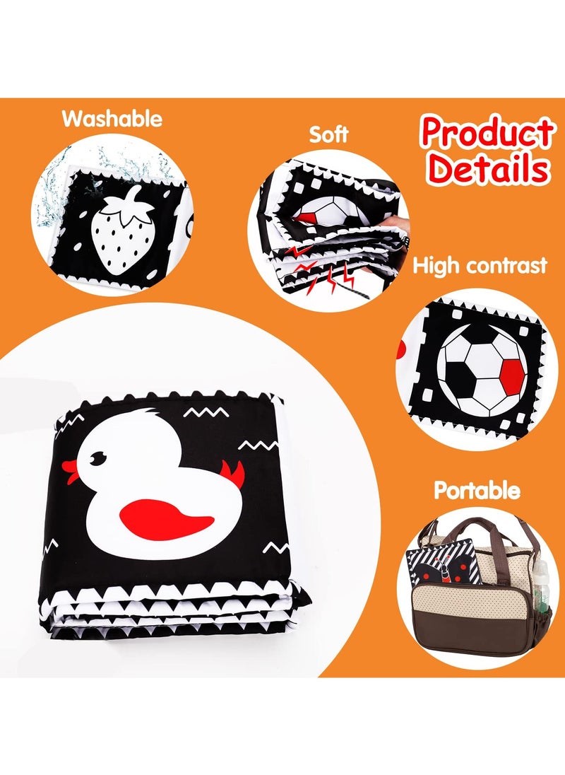 Generic - Black and White High Contrast Toys for Baby 0-3 3-6 Months Infant Tummy Time Soft Book Sensory Musical Toy 0-2-4-6 Month Babies Brain Development Montessori Crinkle Book Mirror Newborn Shower Gifts - Image 1