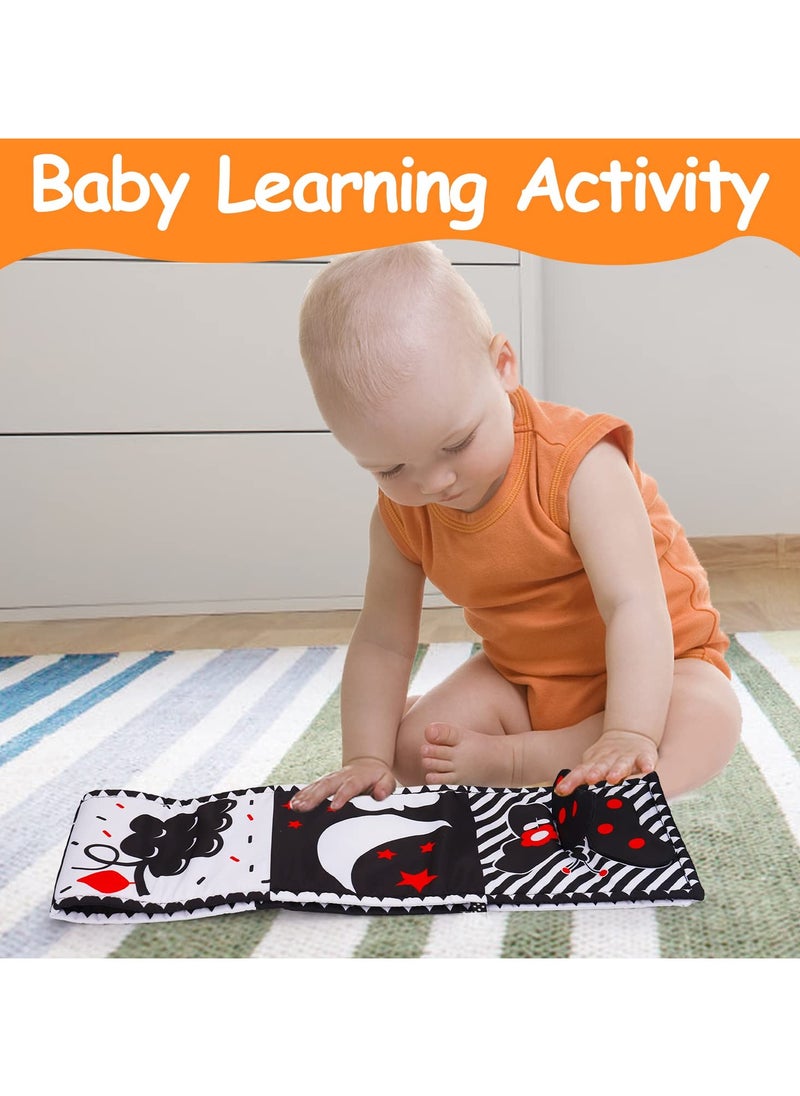Generic - Black and White High Contrast Toys for Baby 0-3 3-6 Months Infant Tummy Time Soft Book Sensory Musical Toy 0-2-4-6 Month Babies Brain Development Montessori Crinkle Book Mirror Newborn Shower Gifts - Image 1