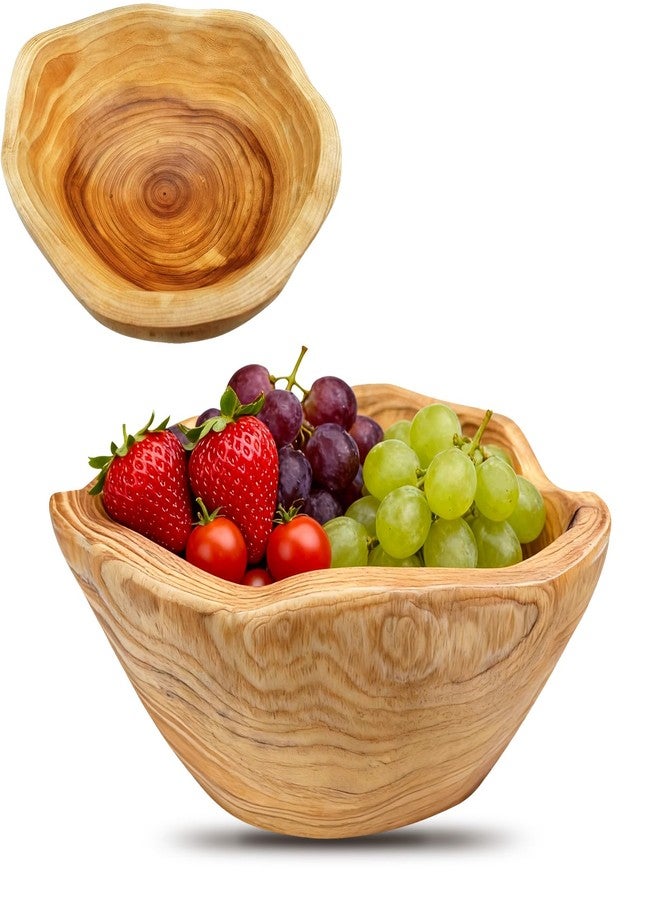 Fakindiy Natural Wood Fruit Bowl 6-8in - Irregular Creative Wooden Decorative Bowl for Kitchen Counter,Wooden Serving Bowl for Salads Snacks Keys and Home Decor (6-8in/15-19cm) - Image 1