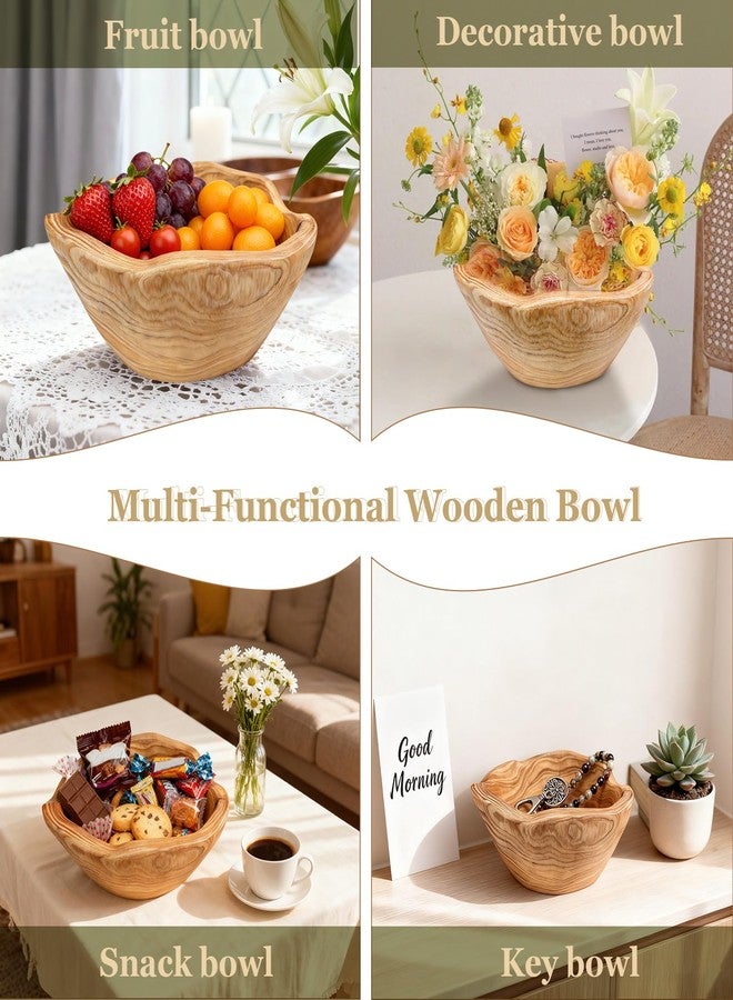 Fakindiy Natural Wood Fruit Bowl 6-8in - Irregular Creative Wooden Decorative Bowl for Kitchen Counter,Wooden Serving Bowl for Salads Snacks Keys and Home Decor (6-8in/15-19cm) - Image 4