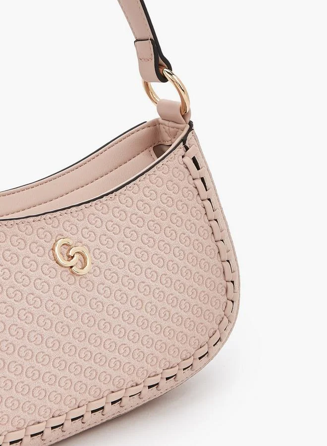 Celeste PINK Monogram Embossed Shoulder Bag With Zip Closure for Women | Best Price UAE