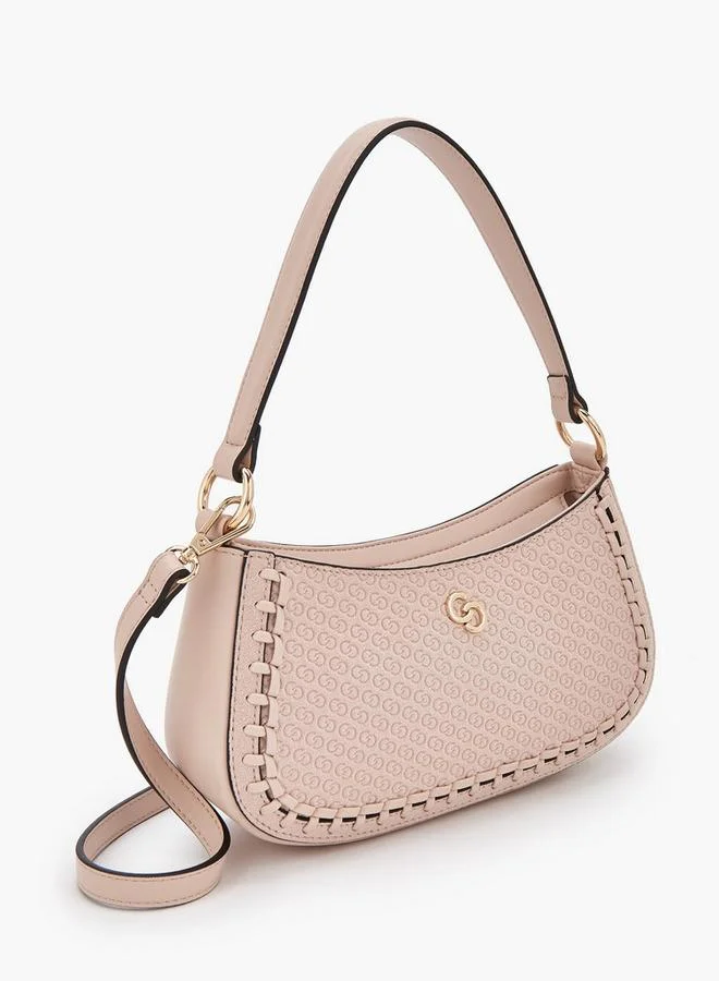 Celeste PINK Monogram Embossed Shoulder Bag With Zip Closure for Women | Best Price UAE