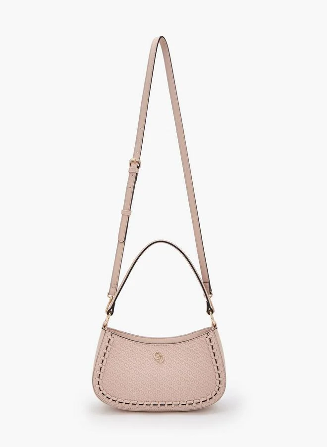 Celeste PINK Monogram Embossed Shoulder Bag With Zip Closure for Women | Best Price UAE