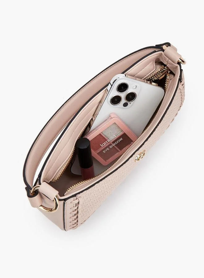 Celeste PINK Monogram Embossed Shoulder Bag With Zip Closure for Women | Best Price UAE