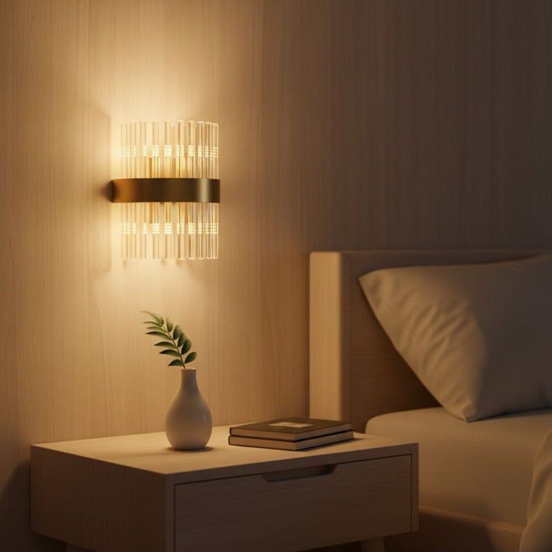 DANUBE HOME مصباح حائط نيروبي مصابيح حائط داخلية عصرية مصابيح معلقة G9 تصميم حديث إضاءة داخلية لغرفة النوم غرفة الطعام غرفة المعيشة L20xW10xH24cm-ذهبي - Image 3
