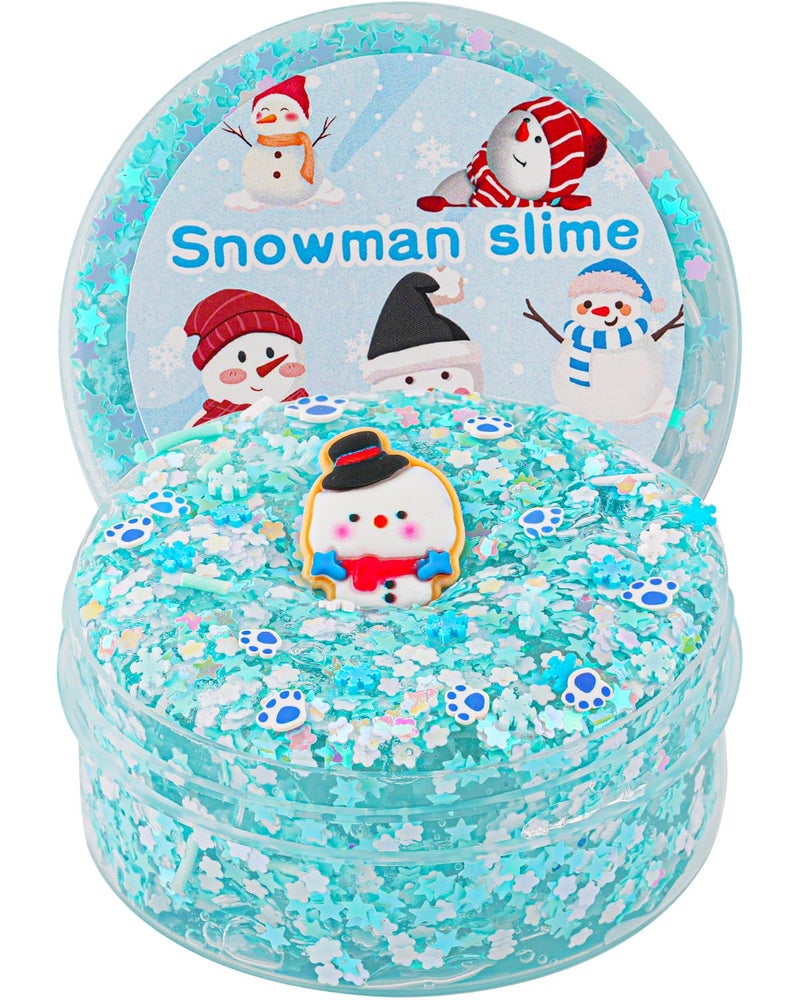 Okaybee Snowman Glitter Blue White Sequins Slime Good Stretchy Crunchy Sensory Toy Party Favors for Kids Girls Boys Gifts for Birthday Easter Hallowmas Christmas - Image 3