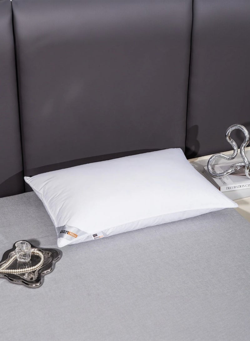 Swan Hotel Pillow, Medium Thickness, Natural Goose Feather Filling, Size 50 × 75 cm, Weight 1300 g