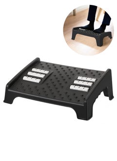 XiuWoo Foot Rest Under Desk Ergonomic Sturdy Office Footrest Black Foot Stool with Massage Surface and Roller Non Slip Bottom Feet Desk Support for Home Office Daily Work Supplies  - Image 1