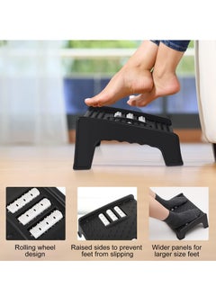 XiuWoo Foot Rest Under Desk Ergonomic Sturdy Office Footrest Black Foot Stool with Massage Surface and Roller Non Slip Bottom Feet Desk Support for Home Office Daily Work Supplies  - Image 5