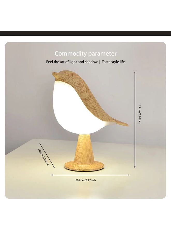 Bird LED Table Lamp Touch Controlled 3 Level Adjustable Rechargeable Night Light Maple Color - Image 4