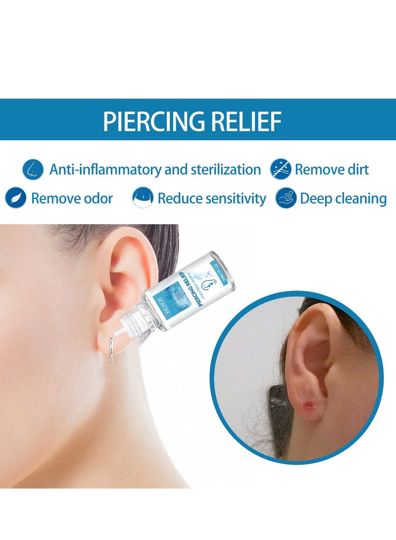 إيلهو Piercing Aftercare Spray, Solution to Shrink Piercing Bumps, Saline Cleaning Solution, Piercing Cleaner, Suitable for Ears, Nose, Tongue, Navel Piercings, Cleansing Treatment, Soothing Mist 30ml - Image 4