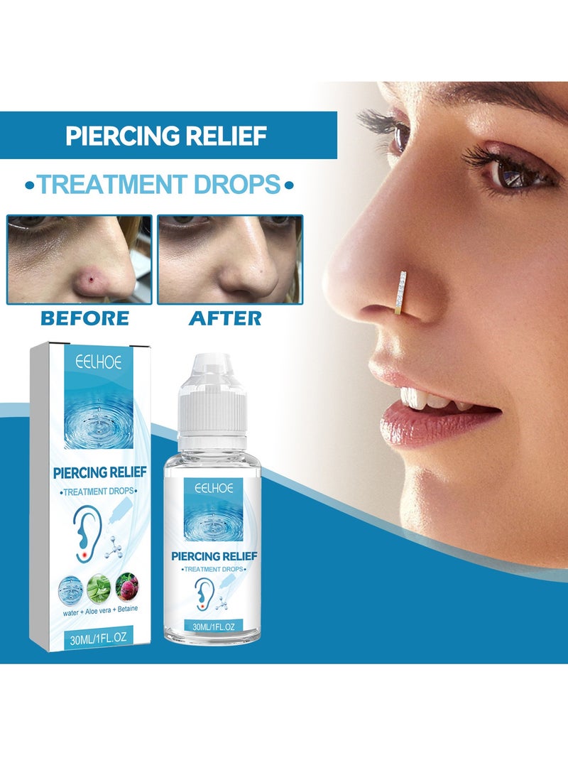 إيلهو Piercing Aftercare Spray, Solution to Shrink Piercing Bumps, Saline Cleaning Solution, Piercing Cleaner, Suitable for Ears, Nose, Tongue, Navel Piercings, Cleansing Treatment, Soothing Mist 30ml - Image 2