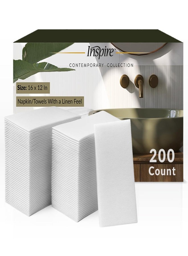 Inspire مناديل ورقية ذات ملمس الكتان القابل للتصرف | مناشف يد أنيقة للضيوف لتناول الطعام الفاخر، الحمام، محطة الغسيل، | 200 قطعة - Image 1