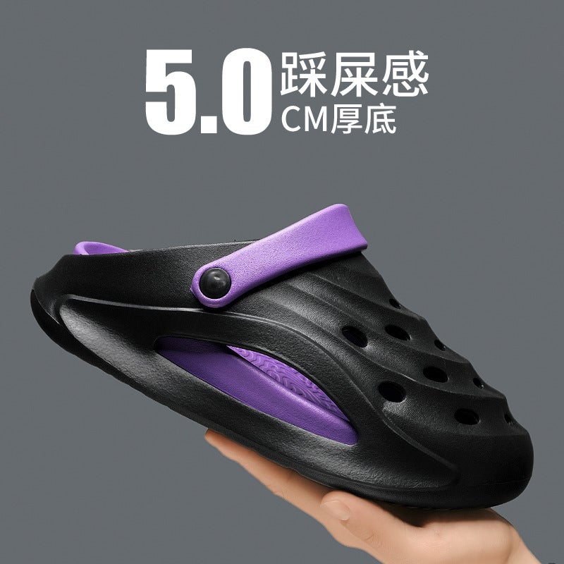 Coconut Hole Shoes Men'S Summer Wear Sports Trend Beach Slippers Baotou Sandals A Generation Of Hair - Image 5