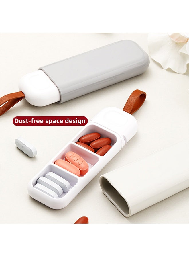 2-Pieces tablet portioning boxes, portable small mini medicine boxes, portable tablet boxes, Multi-Functional Dispensing Medicine Box Pill Box, Three Compartments And A Pull Rope Design - Image 2
